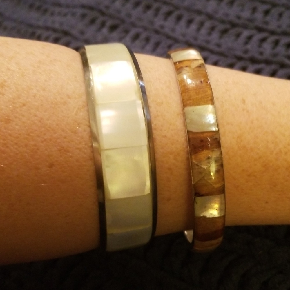 Pretty Boho Bangles Cream Brown Wood Grain